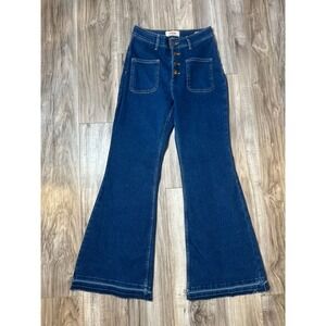 Wrangler Women's High Rise Fierce Flare Blue Denim Jeans Button Fly Size 26